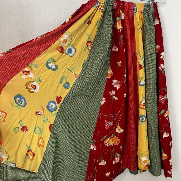 Vintage Maxi Skirt Patchwork Medium Festival Avant Garde Indie Fall Mixed Media - Picture 6 of 8